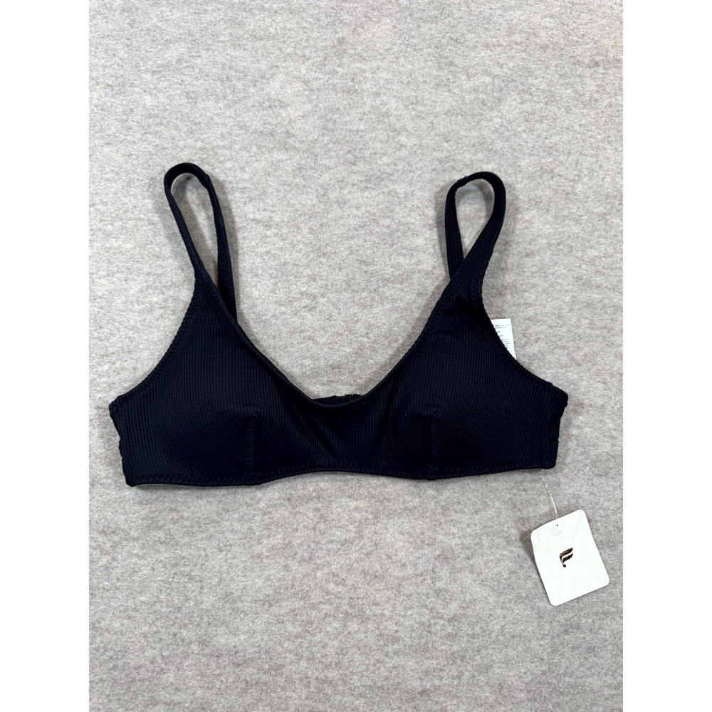 Fabletics Low Scoop Swim Top Womens Medium Black Ribbed Bikini SM2355212